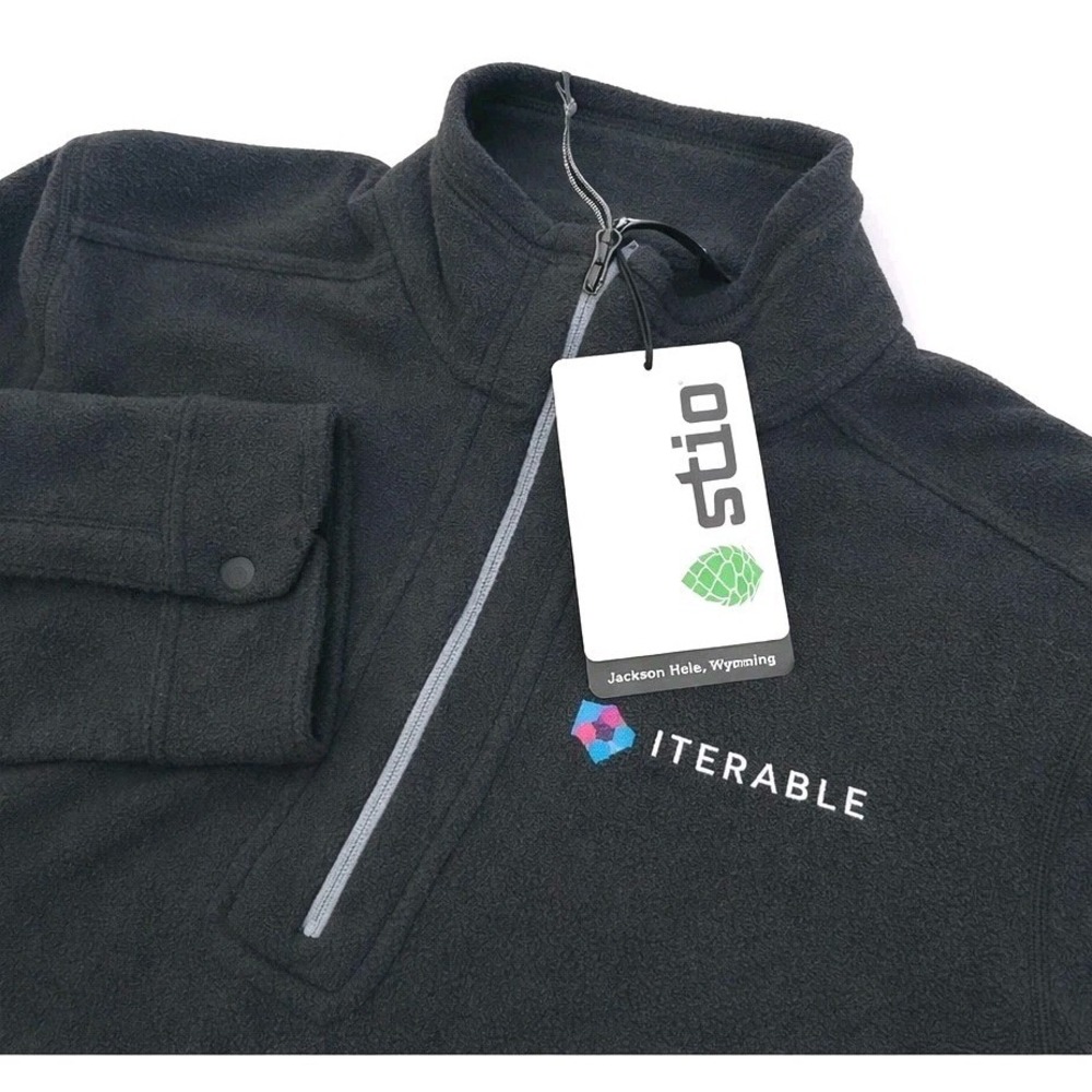 Stio Fleece Pullover Size Medium Abyss Turpin Black Iterable 1/2 Zip New NWT